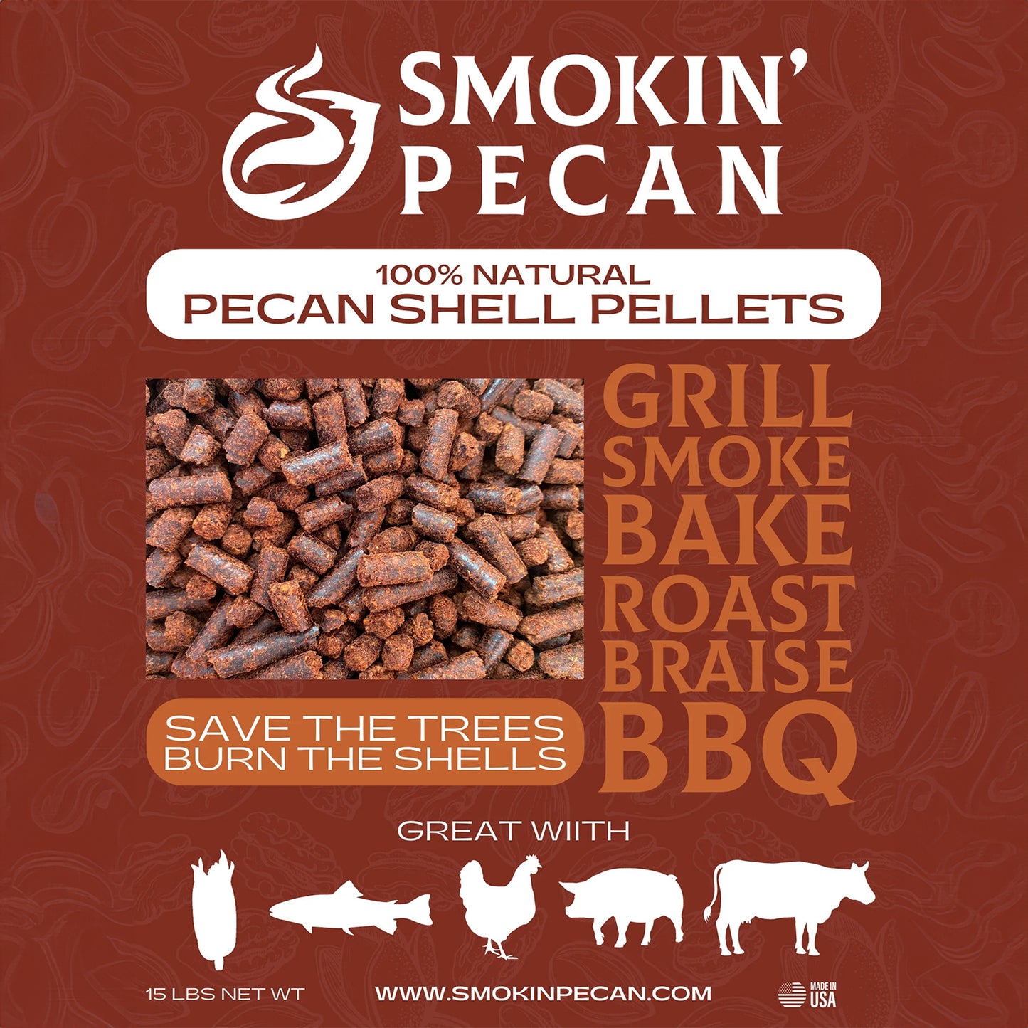 Smokin' Pecan 100% Natural Pecan Shell Pellets (20lb Box)