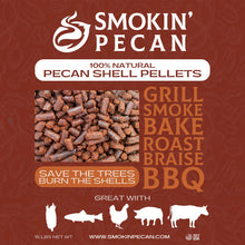 Load image into Gallery viewer, Smokin&#39; Pecan 100% Natural Pecan Shell Pellets (20lb Box)

