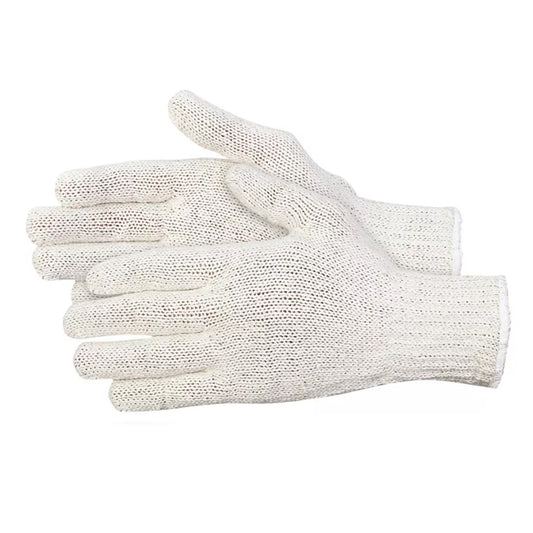 String Knit Gloves, Natural Color, Large, 12 Pair/Bag