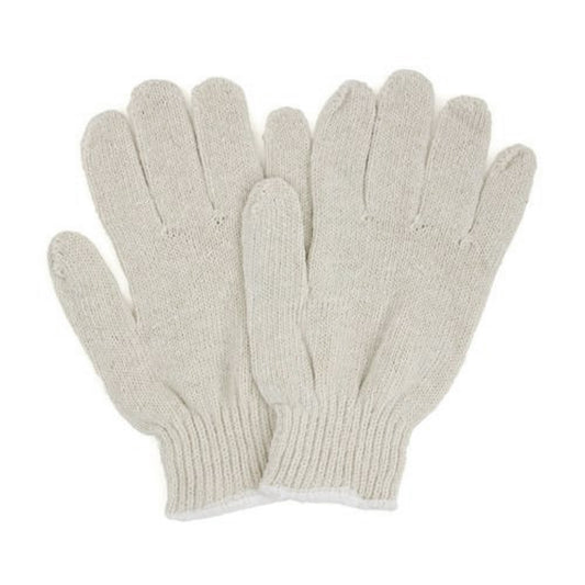 String Knit Gloves, Natural Color, Large, 12 Pair/Bag