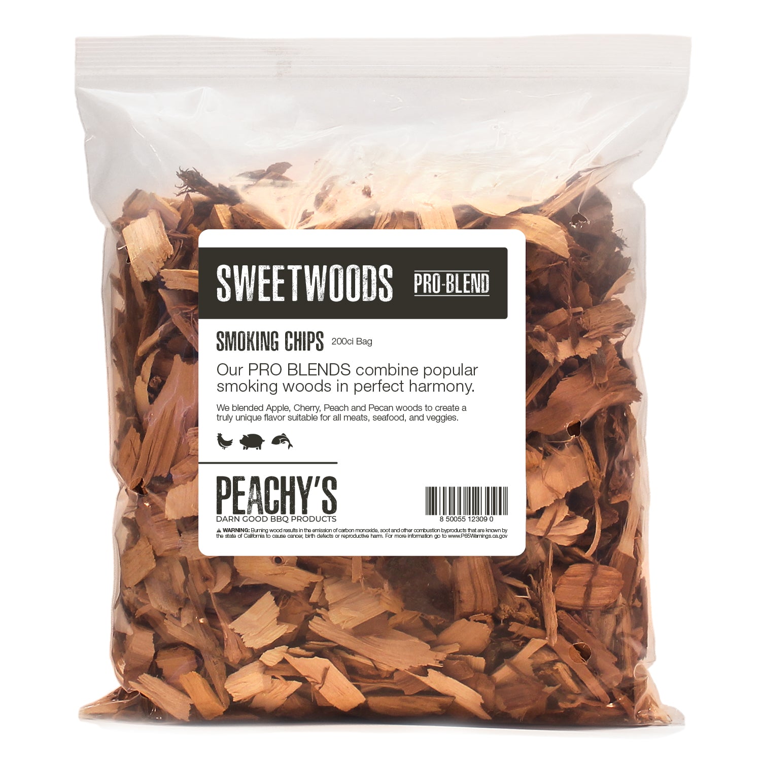 SWEETWOODS PRO-BLEND Chips | 200ci Bag of Premium Smoking Woods by PEACHY'S
