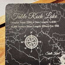 Load image into Gallery viewer, Fire &amp; Pine Charcuterie Board Slate/Acacia Wood 9&quot; X 13&quot; (Etched Table Rock Lake)
