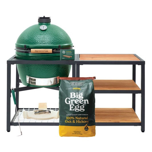 XL Big Green Egg + Modular Nest + Expansion Package- (3) Acacia Inserts