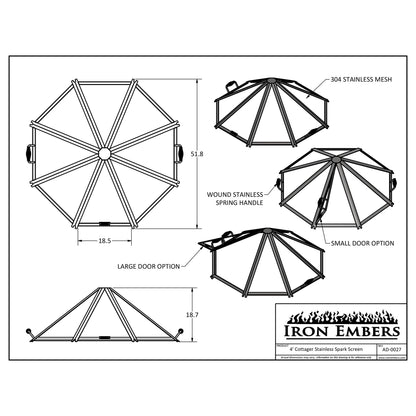 4ft Cottager Stainless Steel Spark Screen (Single Door)