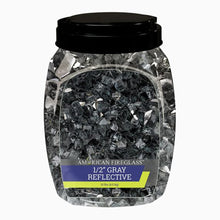 Load image into Gallery viewer, 1/2” Gray Reflective Fire Pit Glass (10lb Jar)
