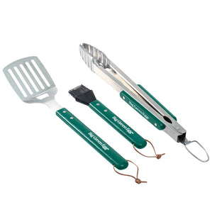 3-Piece Stainless Steel BBQ Tool Set (Wood Handles)